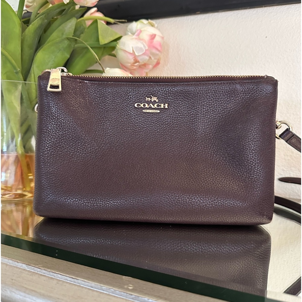 COACH Crossbody Pebble Leather Lyla Double Zip, Pre-owned